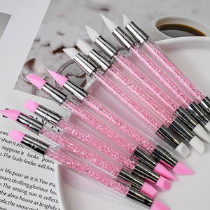 Juego de 5 piezas de bolígrafos de silicona de doble punta para decoración de uñas, color rosa, para tallado 3D, manicura DIY, pincel para puntear, bolígrafo para grabar uñas - Product Image 3