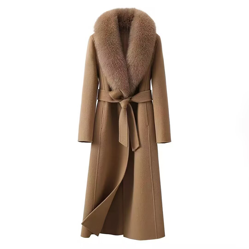 Women Winter Elegant Thick Wool Coat Fabric Merino Wool Coat Cashmere Wool Coat