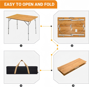 <span class=keywords><strong>Table</strong></span> de pique-nique de camping en gros, anti-UV, portable, avec pieds réglables, structure en bois de bambou, pliable, design moderne, <span class=keywords><strong>table</strong></span> à manger - Product Image 5