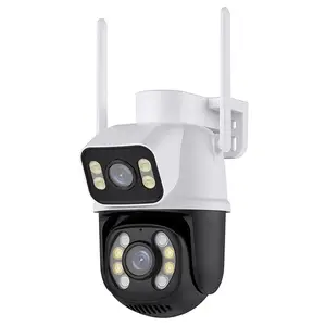 Home Security ICsee 6MP Netzwerk kamera mit zwei Objektiven PTZ Wireless Outdoor s Zwei-Wege-Audio-Dome-Sicherheit IP Auto Tracking WIFI CCTV PT