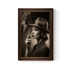 Sexy Mädchen Wand kunst mit Geld Zigarre Retro Pop Style Leinwand für Bar Pub Lounge Industrial Decor - Product Image 1