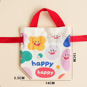 Bolsa de Regalo de Tela Moderna Personalizada para Niños, Bolsa de Dulces con Cordón de Lona de Algodón Azul y Rosa - Product Image 6