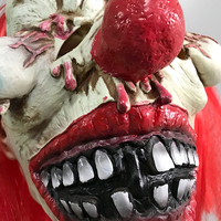 Masques de fête d'Halloween Clown moche aux cheveux rouges Grande bouche et rides Masque en latex pour adulte avec motif imprimé à la main