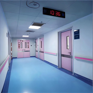 Porta <span class=keywords><strong>a</strong></span> Battente Manuale <span class=keywords><strong>a</strong></span> Doppia Anta Asimmetrica Nuova per Camera Bianca Ospedaliera, Moderna, con Pannello in Acciaio Isolato Acusticamente - Product Image 2