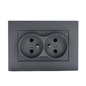 New design Eu Type waterproof frame Double French Wall Sockets 16A 250V Double French Socket Euro PC Switch And Socket