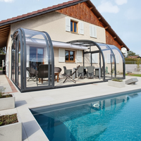 Véranda moderne à toit coulissant rétractable, écologique, avec verre Low-E, solution complète pour extérieur résidentiel, villa, hôtel, entrepôt, au sol