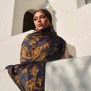 Écharpe en soie de luxe de haute qualité, imprimé marbre ethnique, 180*85 cm, foulards pour femmes, YHK0081 - Product Image 3