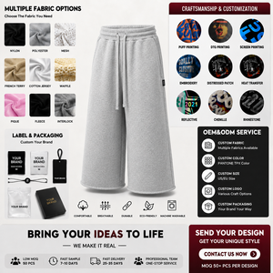 Pantaloni da Uomo Larghi e Corti in Felpa, Gamba Larga, in Maglia di Pile, con Bordi Sfrangiati, Elasticizzati, Dritti, in Jersey, Stile Skate, in Poliestere - Product Image 5