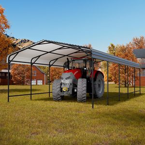 Abri de voiture en métal, auvent extérieur en acier avec structure et toit en acier galvanisé, abri de <span class=keywords><strong>garage</strong></span> robuste pour voitures - Product Image 3