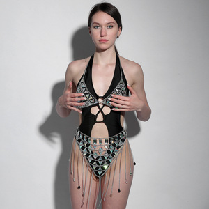 Vestido de verano con diamantes de imitación, bohemio, cadena de cuerpo de lujo, cosido, Sexy, para mujer, <span class=keywords><strong>2022</strong></span> - Product Image 6