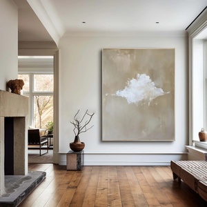 Peinture à l'huile faite à la main, peinture texturée, art sur toile, œuvre d'art minimaliste nuageuse, décoration chic et simple pour la maison et la galerie - Product Image 6
