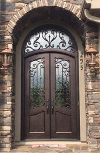 Prima Gothic Arch Puertas <span class=keywords><strong>de</strong></span> hierro forjado Insertos <span class=keywords><strong>de</strong></span> vidrieras Diseño <span class=keywords><strong>de</strong></span> lanza vertical Puerta <span class=keywords><strong>de</strong></span> hierro fundido - Product Image 2