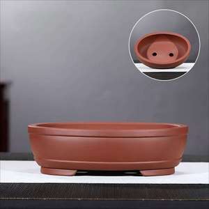 Pot à bonsaï ovale contemporain de petite taille en argile violette, pot à fleurs, pots de jardin en céramique, écologique, durable, pour plantes succulentes, utilisation en <span class=keywords><strong>intérieur</strong></span> - Product Image 4