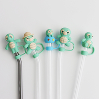 Embout de paille en silicone tortue mignonne, capuchon de paille de qualité alimentaire, embout de paille réutilisable anti-poussière pour pailles de gobelet de 10 mm, décoration de tasse