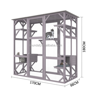 SDCH011-B Outdoor-Katzen gehäuse Heißer Verkauf Großes hölzernes Katzen haus für mehrere Katzen Kleintiere Haustier haus mit Tier muster - Product Image 5