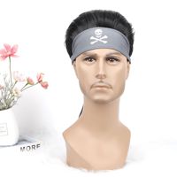 Ensemble de perruques pour hommes Afro Dreadlock Slicked-Back perruque turban en fibre haute température avec densité 120% et petite taille de bonnet