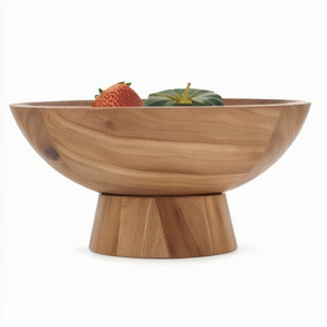 Tigela De Madeira Grande com pé Elevada Madeira Servir Tigela para lanche frutas Madeira Cálice Servir Tigela - Product Image 2