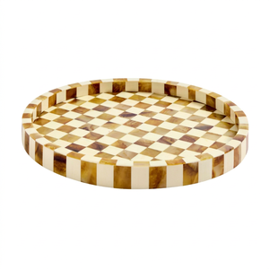 ROOGO Modern Design Resin Craft Tray Checkerboard Pattern Waterproof Eco-Friendly Lightweight for LivingRoom Tabletop Decoration - Product Image 1