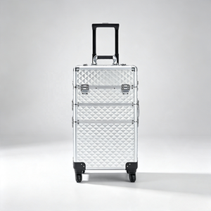 Rolling Aluminum <b>Makeup</b> Case 3 in 1 Cosmetic Trolley Vanity Storage Organizer for Salon Beauty Travel - Product Image 4