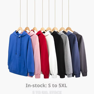 Sweat à capuche ample de style américain transfrontalier, anti-rétrécissement, 320g, décontracté, long, tendance pour homme, couleur unie, 100% coton - Product Image 2