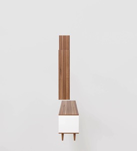 Craft A5 <strong>Tv</strong> Unit With Wall Shelf <strong>Tv</strong> <strong>Stand</strong> With Bookshelf Wall Mounted Shelves Modern Standing Basket <strong>Walnut</strong> - Product Image 5