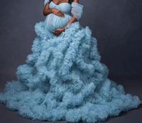 Dernière conception Peach Tulle fait des robes de maternité pour la photographie pour être des robes de mère