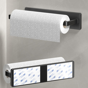 Wall Mounted Toilet Paper <b>Holder</b> With Towel Rack Punch Free Metal Organizer For <b>Kitchen</b> Bathroom Black White Gray - Product Image 4