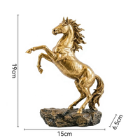 Statue de cheval en résine dorée personnalisée en gros, décoration d'intérieur, sculpture animale Feng Shui, artisanat, ornement de table, cadeau d'affaires