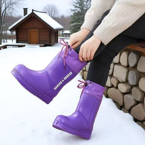 Bottes de pluie légères et imperméables en gros, logo personnalisé, bottes de neige chaudes pour hommes, doublure en fausse fourrure, bottes de pluie mi-mollet en EVA pour femmes - Product Image 5