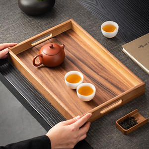 Bandejas Color Nogal Chino, Tazas de Té de Bambú, Platos Pequeños, Platos de Madera para Frutas y Postres Caseros, Platos de Madera para Kung Fu, Utensilios para Café, Bandejas para Té - Product Image 2