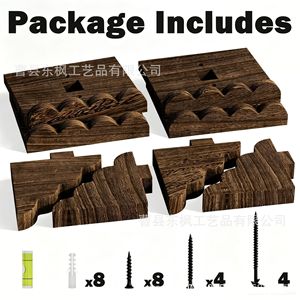 Wooden Wall <b>Shelf</b> Wave Shaped Solid Wood Burnt Color Wall Mounted Storage <b>Rack</b> For Books Stationery Electronics - Product Image 2