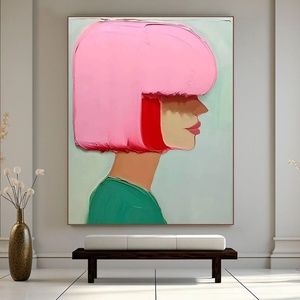 Grande peinture murale abstraite moderne en acrylique texturé rose et coloré sur toile, peinte à la main, pour la décoration murale de la maison et des galeries - Product Image 4