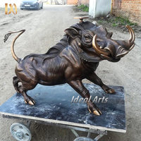 Statue de sanglier sauvage en bronze coulé pour jardin extérieur, sculpture animale en bronze représentant une faune sauvage