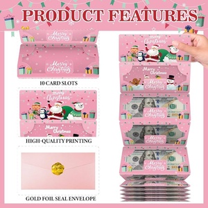 Nueva Cartera de Papel con Diseño de Papá Noel y 10 Ranuras para Tarjetas, Caja de Dinero Sorpresa para Fiestas Navideñas - Product Image 2