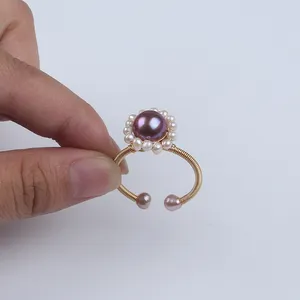 Zhuji New Design Luxy Purple Edison Round Shape Ring For Woman Wearing