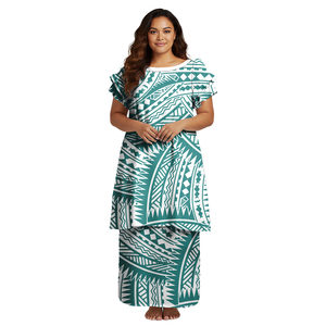 Vêtements tribaux polynésiens grande taille, robes Puletasi samoanes pour femmes, imprimé, soirée, fête, Puletasi Samoa, ensemble 2 pièces - Product Image 6