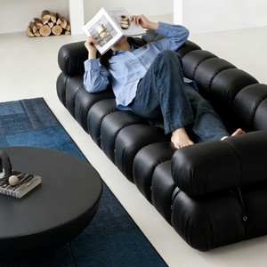 Sofá Modular de Cuero Genuino Estilo Italiano, Forma Recta en L, Relleno de Espuma, Muebles para Sala de Estar - Product Image 3