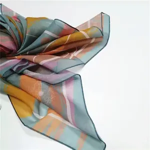 digital printed cotton voile hijab 115cm square scarf custom scarf