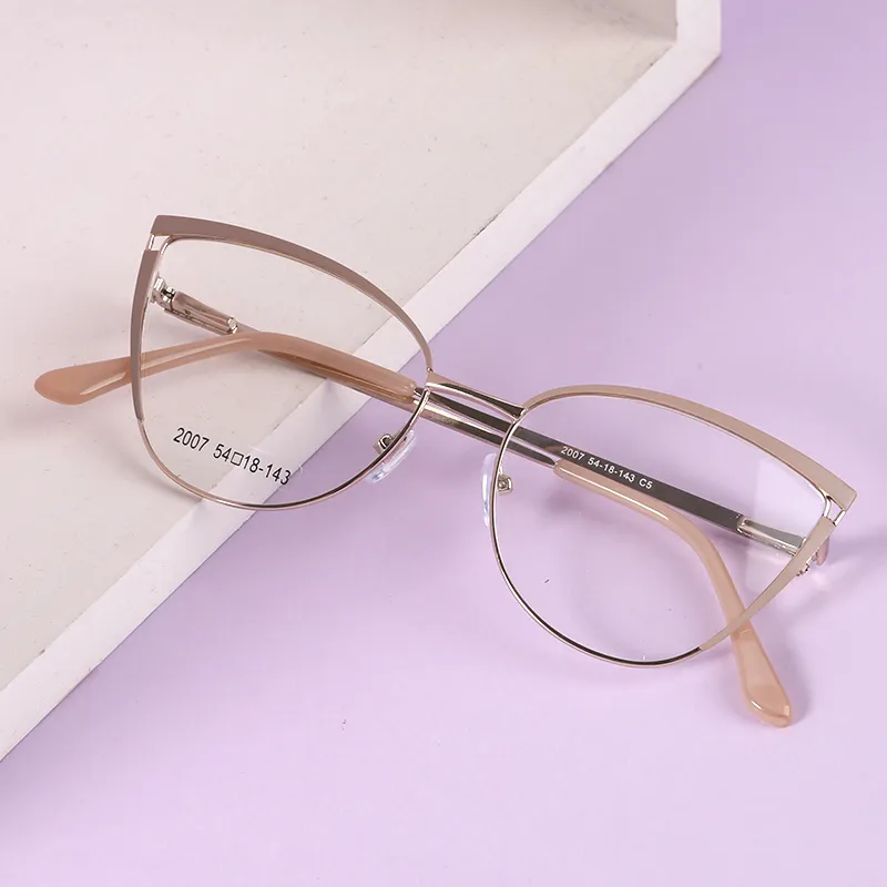 Cat Eyeโลหะกรอบแว่นตาแว่นตา 2024 ใหม่ล่าสุดผู้หญิงผู้ชายที่ดีที่สุดราคาแฟชั่นกรอบแสง