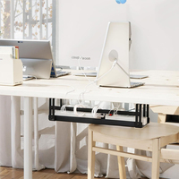 Lot de 2 kits de gestion de câbles sous bureau pour télétravail, support pour multiprise, cache-câbles, plateau de bureau, organisateur de câbles pour bureau