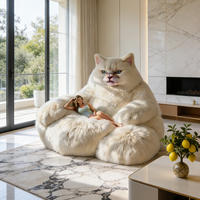 Fauteuil pouf géant en forme de chat, grand canapé-lit blanc moelleux, mobilier de salon créatif en forme d'animal