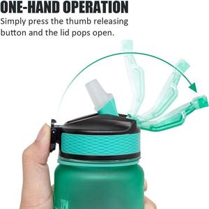 Gourde de voyage en plastique de 32 oz de haute qualité, sans BPA, avec paille en silicone, pour la rentrée scolaire, le sport, la course à pied et les activités de plein air, au design minimaliste et inspirant - Product Image 4