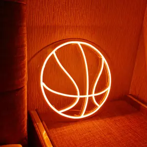 RD Schlafzimmerlichter Nachtmarkt Neon-Dekorationslichter Form Logo Basketball Neonlichter