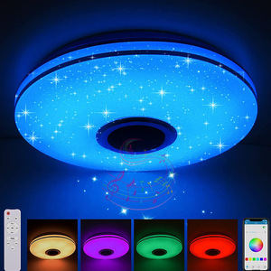 Décoration moderne pour la maison, simplicité, acrylique, RGB, musique, application intelligente, télécommande, éclairage LED rond pour plafond - Product Image 1