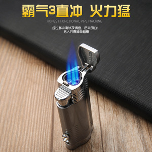 JOFI Metal Classic Gas-Filled Three-Flush Cigar <b>Lighter</b> <b>Windproof</b> Multifunctional with Visible Gas Window Personal Gift - Product Image 3