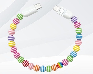 Bracelet de charge rapide en perles arc-en-ciel tendance, câble de données PD 60W Type C vers C, accessoires pour téléphone - Product Image 6