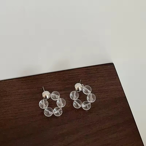 Pendientes de Moda con Lazo, Pendientes Geométricos Creativos de Diseño Coreano, Pendientes de Perlas Transparentes para Adolescentes - Product Image 2