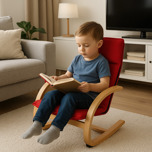 كرسي خشبي مفرد منحني مخصص للأطفال كرسي طفل لطيف بسيط لغرفة المعيشة وغرفة النوم متعدد الألوان اختياري من المصنع مباشرة - Product Image 2