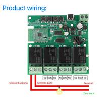 Module de relais de commande à distance WiFi 4 voies AC/DC 7-32V Type-C 5V avec prise en charge du contrôle à distance 433MHZ et WiFi 2.4GHz B/g/n BT