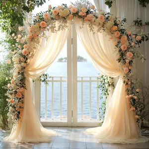 YOPIN-548 Cortinas de Chifón Transparentes con <span class=keywords><strong>Velo</strong></span> de Perlas Romántico y Chic de Estilo Europeo en 18 Colores para Bodas al Aire Libre y Arcos de Ceremonia - Product Image 6